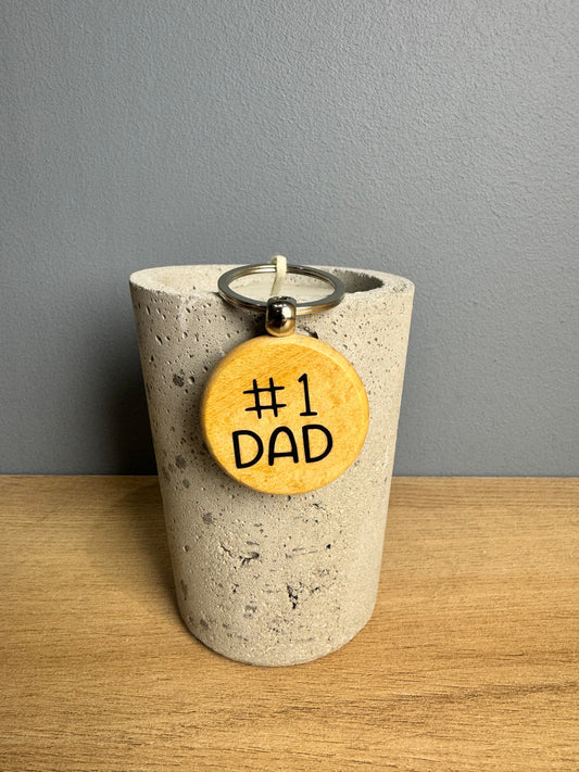 #1 Dad Wooden Keyring